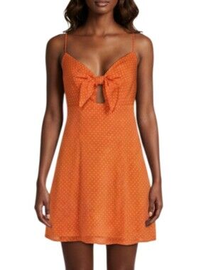 Alice + Olivia Roe Mini Dress Size 6 Front Tie Monarch Orange Preppy Glam